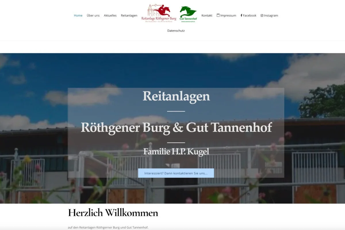 Referenz für Webseitenerstellung und individuelles Webdesign für Reitanlagen Kugel von Daun EDV